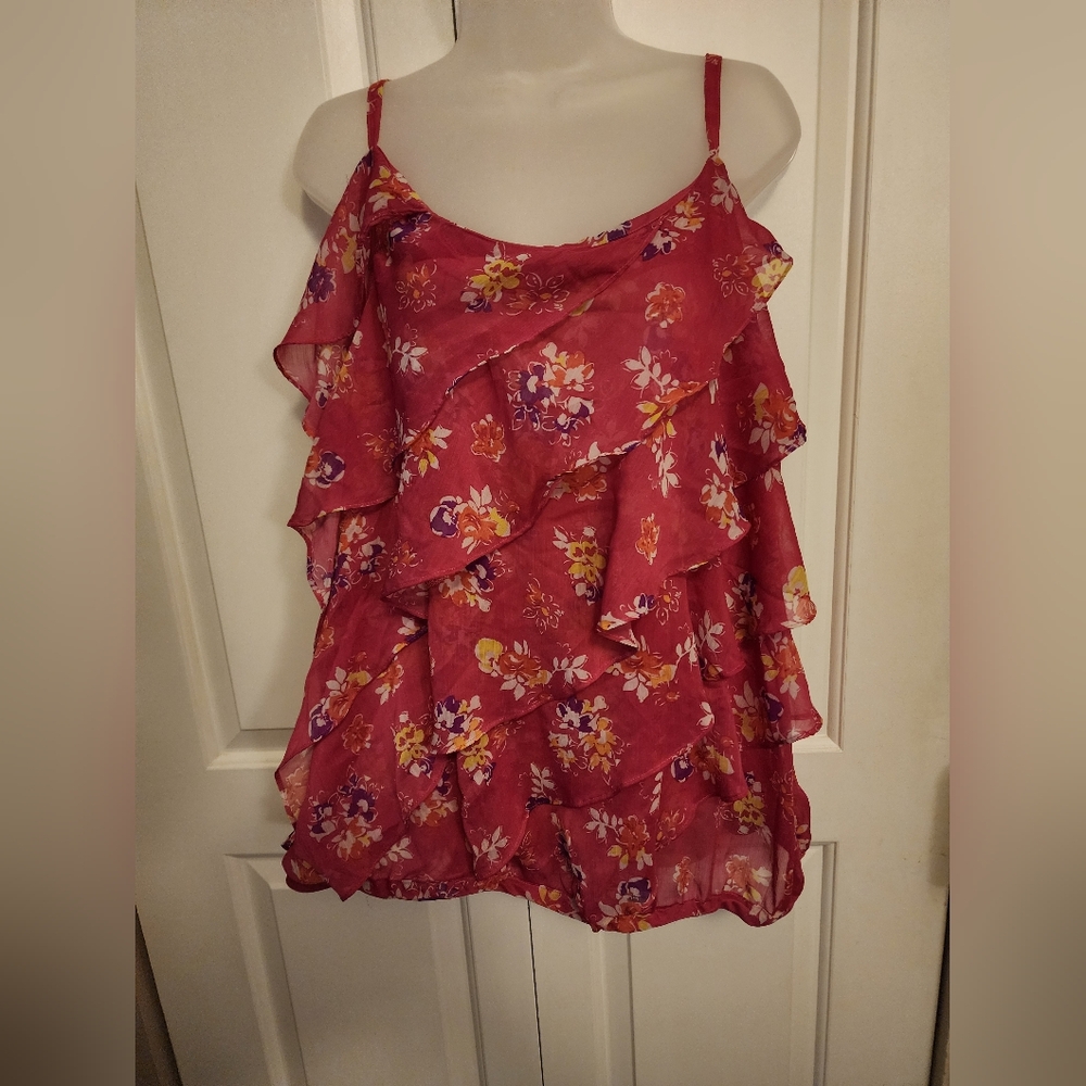 Torrid Pink Floral Ruffle Camisole